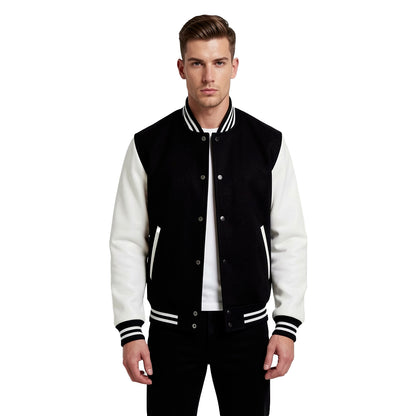 Minimal Black & White Varsity Jacket – Go With The Flow Edition
