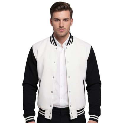 Minimal Black & White Varsity Jacket – Flame Edition