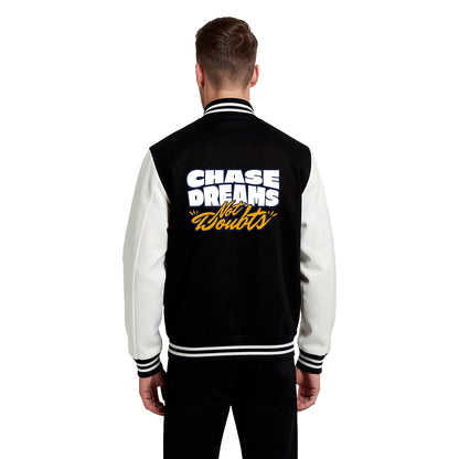 Minimal Black & White Varsity Jacket – Chase Dreams Edition