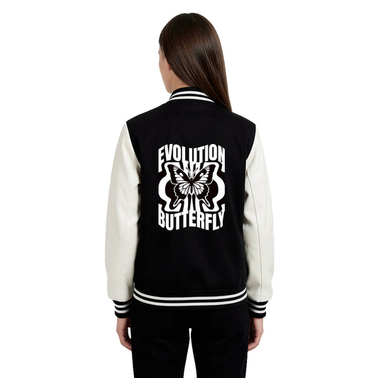 Black & White Varsity Jacket – Evolution Butterfly Edition