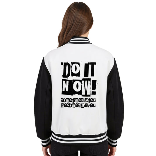 Black & White Varsity Jacket – Do It Now Edition