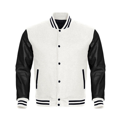 Minimal Black & White Varsity Jacket – Flame Edition