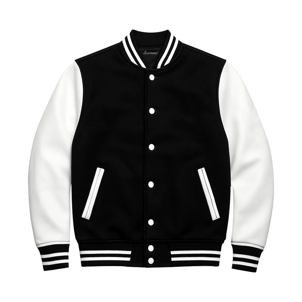 Minimal Black & White Varsity Jacket – Shine Your Light Edition