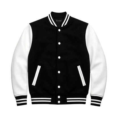 Minimal Black & White Varsity Jacket – Shine Your Light Edition